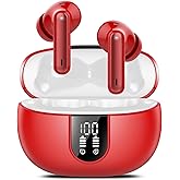VEKJ Ai Translation Earbuds Real Time No Subscription,164 Languages Translator Earbuds with 6 Translation Modes,Audio and Video Calls Translator Headphones, Deep Red