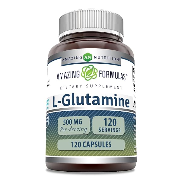 AMAZING FORMULAS L-GLUTAMINE AMINO ACID SUPPLEMENT | 500 MG | CAPSULES | NON-GMO | GLUTEN-FREE | MADE IN USA (1 PACK | 120 COUNT)