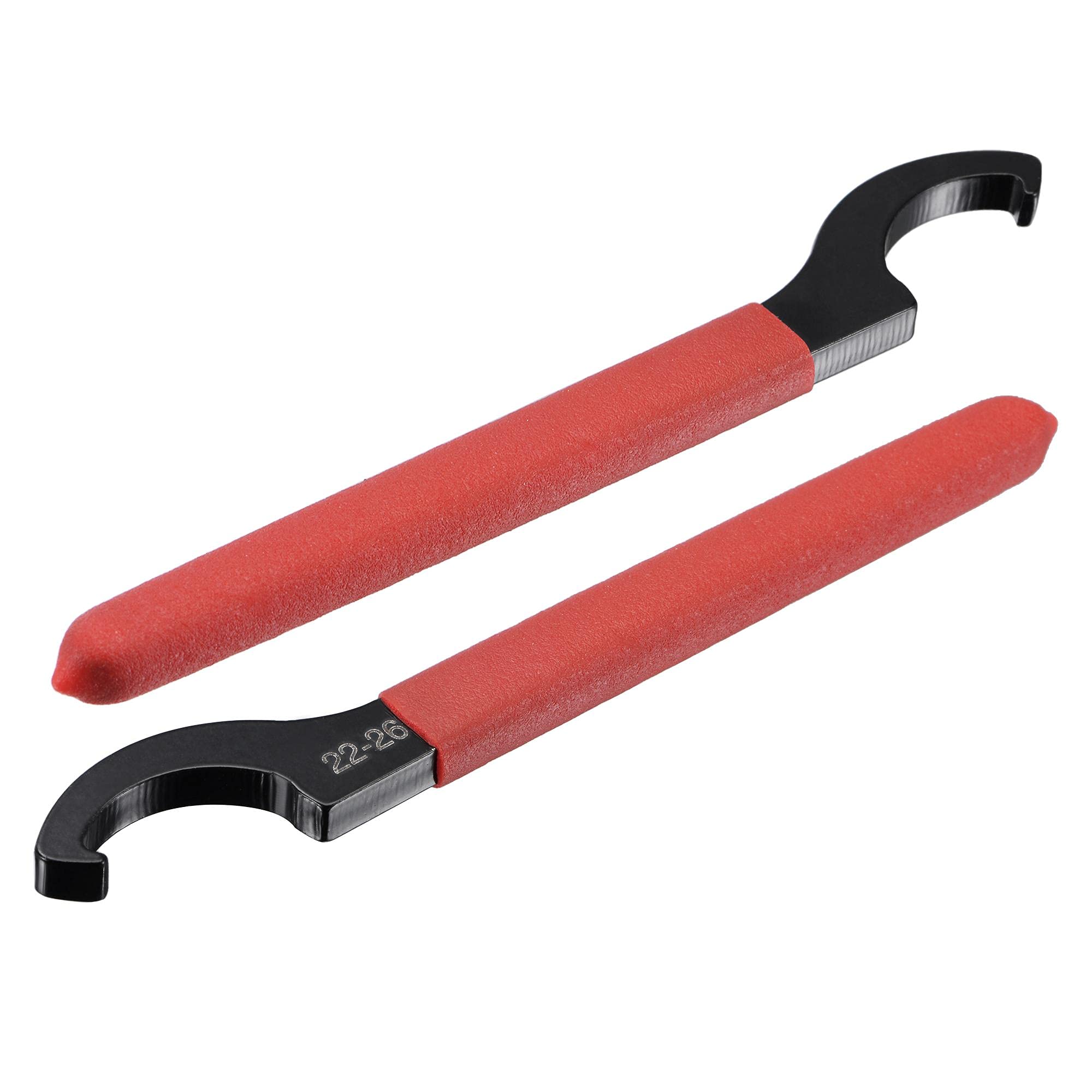sourcing map C Hook Spanner Wrench Collet Chuck for 22-26mm Round Nut, with Red Non-Slip Handle 2pcs