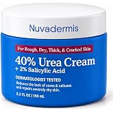 NUVADERMIS Urea Cream 40 Percent for Feet Maximum Strength, 5.3 oz | Rich 40% urea cream for feet, knees, hands, elbows, body, and dry skin, plus keratosis pilaris | 40% Urea + 2% Salicylic Acid