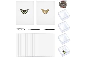 KEAJUIDY 20 PCS Insect Specimen Tools Kit 4 Clear Display Case Box 10 Sheets Thin Tracing Paper 2 Butterfly Mounting EVA Foam Pinning Board 200 Pins 2 Tweezers 1 Scissors Kits for Bugs Collection