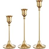 NLBTW French Gold Candlestick Holders Taper Candle Holders, Set of 3 Vintage Candle Sticks Holder Decor Used as Fireplace Mantel or Table Centerpieces for Wedding, Dinning, Party