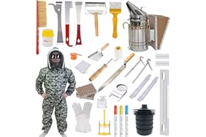 UCAREM Beekeeping Supplies, Bee Keeping Supplies-All Beginners Kit, Bee Hive Tool for Beekeeper, Sting Proof Bee Suits for Men Women, Bee Smoker Beekeeping Gloves Tools Kit, Bee Keepers Suite (L)