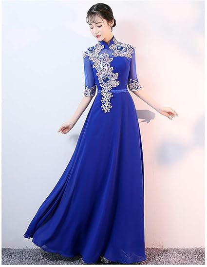 Amazon Zuomaレディース イブニングドレス フォーマル パーティードレス コーラスパフォーマンス服 中国風 コーラス ソロ演奏着 ロング ドレス チャイナドレス おしゃれ 上品 パーティードレス 通販