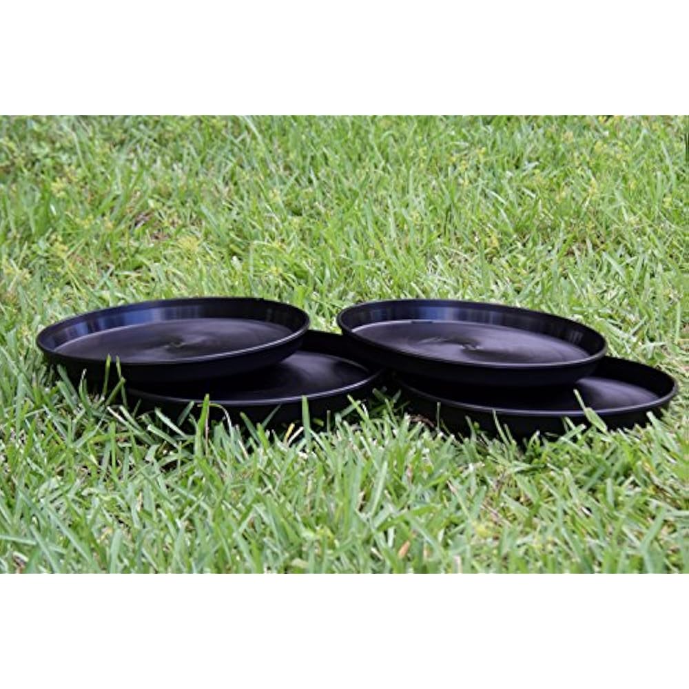 Round Plastic Plant Saucer Tray 16" (Color Black) Set Of 4 Units By