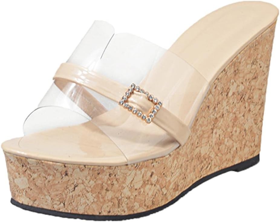 beige platform wedges