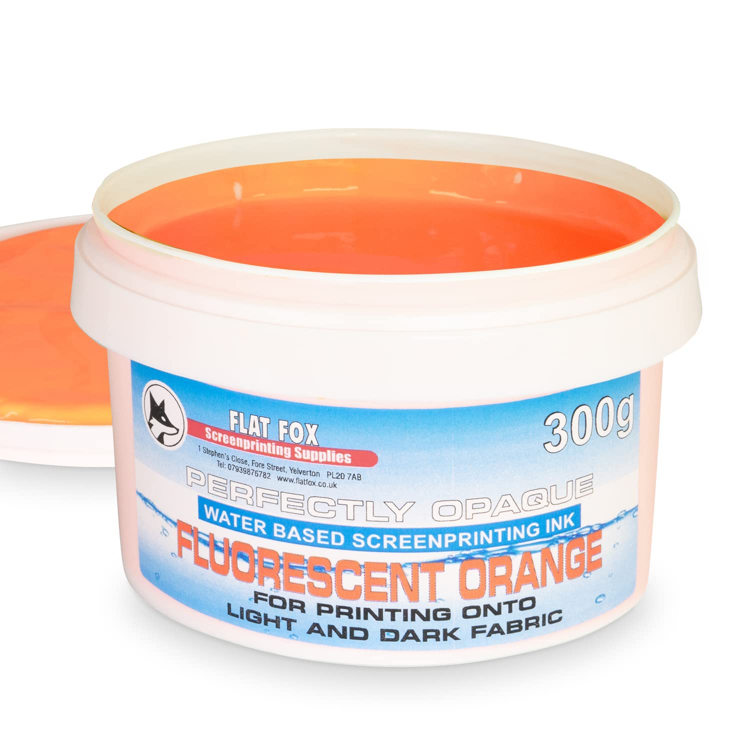 Flat Fox Screen Printing Opaque Water Based Fabric Inks (Fluorescent Orange, 300g) — image 1