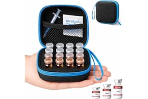 Leoriaie Peptide Vial Case for Fridge Storage - 16 Slot Organizer Holds 1-3ml Vials for Insulin, GLP-1, Peptides,Hard Shell T