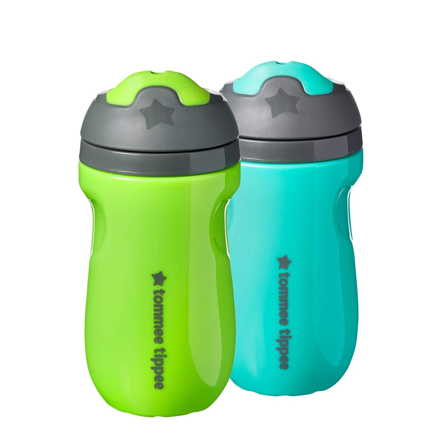 Tommee Tippee Insulated Sippee Water Bottle for Toddlers, Spill-Proof, Green and Teal, 260ml, 12m+, Pack of 2,