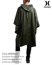 Hurley Adult Unisex Rain Poncho – Packable Hooded