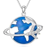 LWXIE Diamond Airplane Pendant Necklace for Women 925 Sterling Silver Lab Grown Diamond Jewelry Gifts 0.22 cttw D Color VVS Clarity