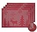Presence Home Christmas Holiday Placemats - Set of 4 - Washable and Stain Resistant (4, Holiday Red)