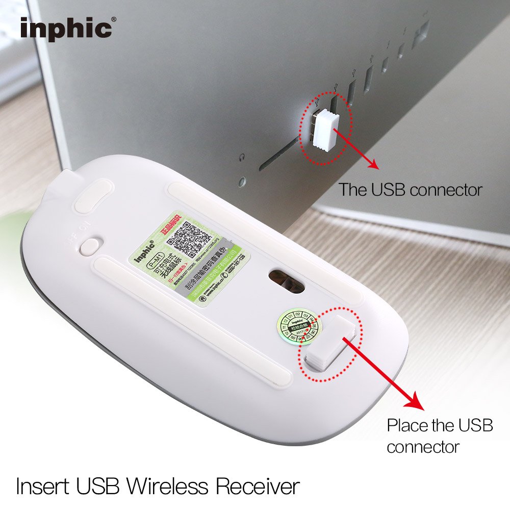 Rechargeable Wireless Mouse,inphic Mute Silent Click Mini Noiseless Optical Mice,Ultra Thin 1600 DPI for Notebook,PC,Laptop,Computer,Macbook (Rose gold)