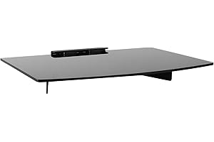 TechOrbits Glass Wall Shelf – Wall Mount Shelf for DVD Multi Media Components – Floating Entertainment Console