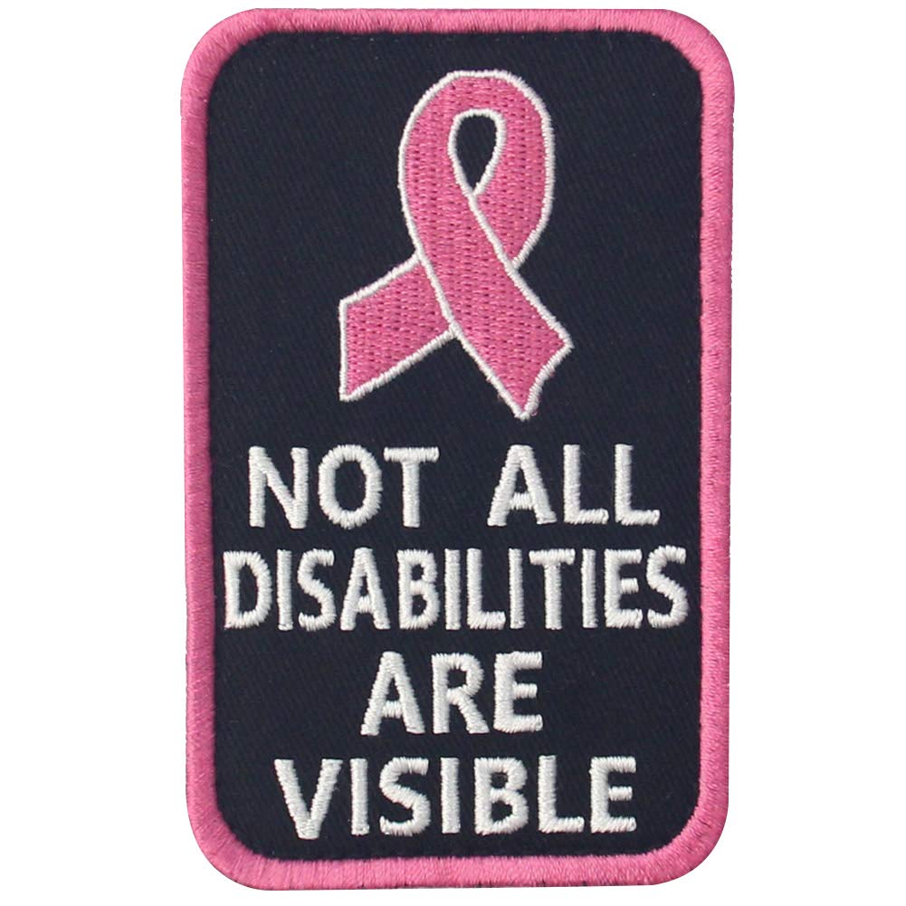 Not All Disabilities are Visible Vests/Harnesses Service Dog Emblem Embroidered Fastener Hook & Loop Patch - Pink
