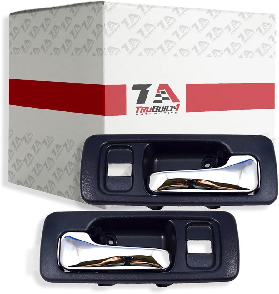 T1A Set of Interior Door Handle Replacement for 1990-1993 Honda Accord Fits Left Driver's and Right Passenger's Sides, Blue Color With Chrome Levers and Power Door Lock Hole, T1A-72165-SM4-003ZA