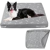 Waterproof Dog Bed Cover, Grey Bone Print 27 x 36 x 4 Inch, Cover Only | Removable Dog Bed Covers Replacement Washable with Smooth Zipper, Indoor/Outdoor, for Dog/Cat