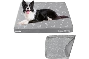 MAGIK & KOVER Waterproof Dog Bed Cover, Removable Dog Bed Covers Replacement Washable with Smooth Zipper, Indoor/Outdoor, Bone Print 27 x 36 x 4 Inch for Dog/Cat, Cover Only