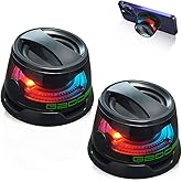 KISIQI G200 Magnetic Bluetooth Speaker - Mini Portable Wireless Speaker with Colorful RGB Lights, Compact & Magnetic for Home, Outdoor, Travel, Camping & Party, Black, 2-Pack