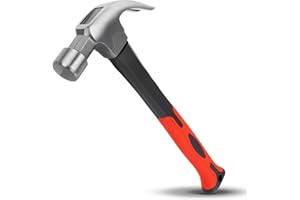 DESHIL 16OZ Claw Hammer with Fiberglass Handle, Drop Forged Claw Hammer, All Purpose Hammer, Smooth Face, Shock-Absorbing Grip