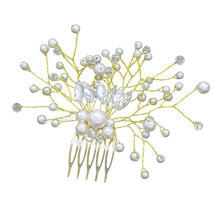 Fbgood Wedding Hair Combs Crystal Pearl Flower Hair Pin Clip