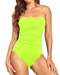 Holipick Women Neon Green One Piece Swimsuits Tummy