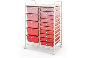 ARLIME 15-Drawer Storage Cart, 15 Drawer Trolley, Rolling Organizer Cart, Scrapbook Paper Organizer, Suitable for Office and School, Rolling Office Storage Tools