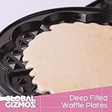 Global Gizmos Heart Shaped Waffle Maker 1000W Non-Stick 25x22 Pink view 7