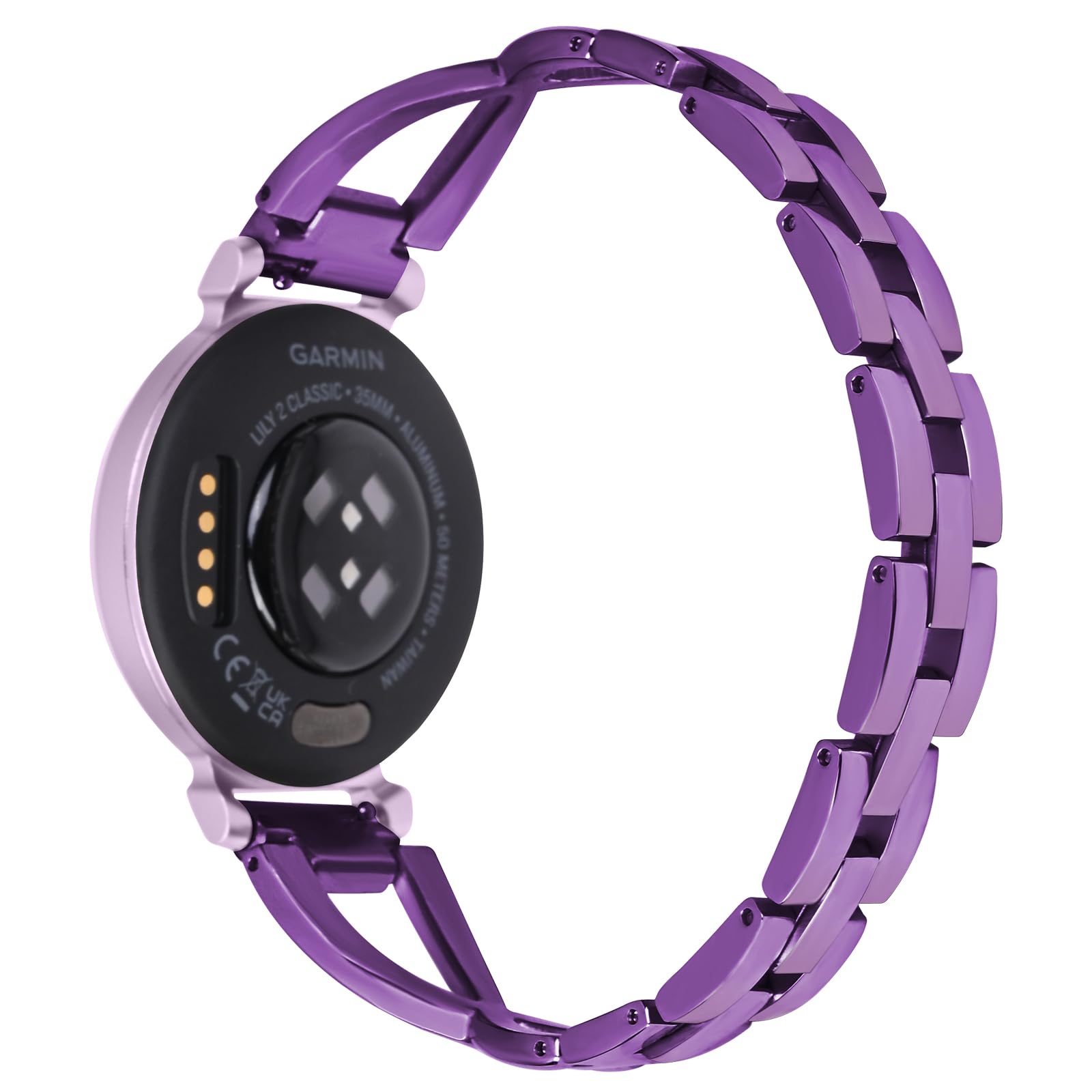 Photo 1 of C2D JOY Stainless Steel Straps Compatible with Garmin Lily 2/Lily 2?Active? Smartwatch Replacement Band for Women Jewelry Bracelet Dressy Wristband - Purple