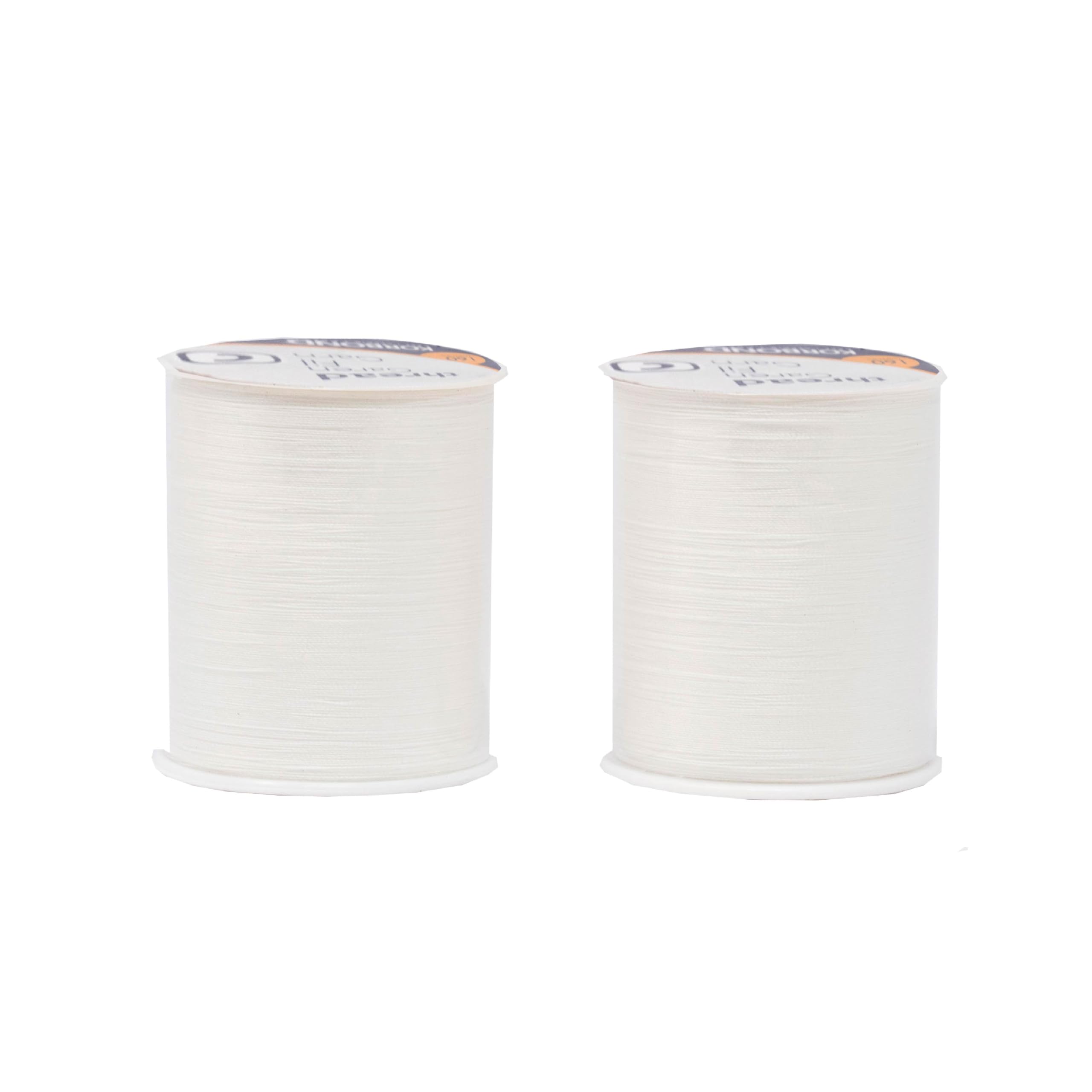 Korbond 320m Sewing Thread – 2 x 160m Spools -White Polyester – Hand and Machine Sewing