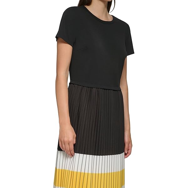 KARL LAGERFELD Paris Womens Pleated Black and White Midi Casual Dress, Black Soft White, X-Small US at Amazon Women's Clothing store KARL LAGERFELD Paris Womens Pleated Black and White Midi Casual Dress, Black Soft White, X-Small US at Amazon Women's Clothing store