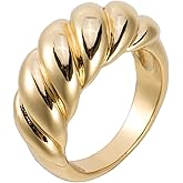 Aurelia Mae Baguette Dome Ring | CZ Set Gold Dome Ring | CZ Stacking Thick Band