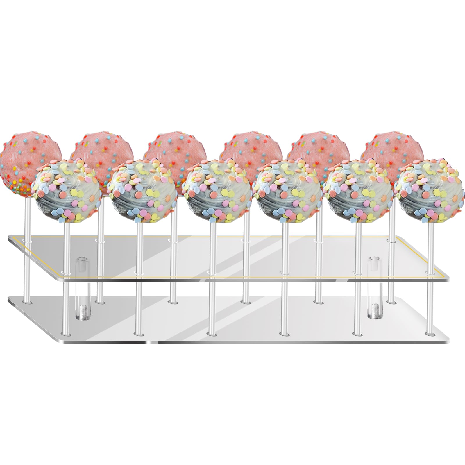 Photo 1 of Cake Pop Stand 12 Holes Lollipop Display Holder?Acrylic Clear Cake Pop Stand for Dessert Table Weddings Baby Showers Birthday Parties?Candy Decorative