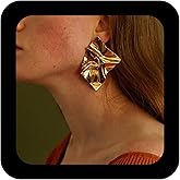 Iaceble Exaggerated Square Earrings Gold Large Statement Dangle Earrings Punk Metal Square Stud Earrings Irregular Geometric Earrings Jewelry for Women and Girls
