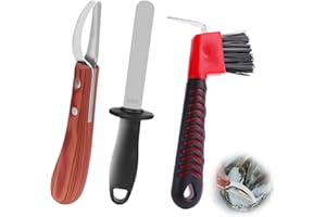 ETCYAOXIN 3-in-1 Farrier Hoof Knife with Built-in Sharpenerener & Horseshoe Brush–High Carbon Steel Blade,Sharpener Hoof Knife,Hoof Knife Sharpenerener for Professional Trimming, Grooming & Hoof Care