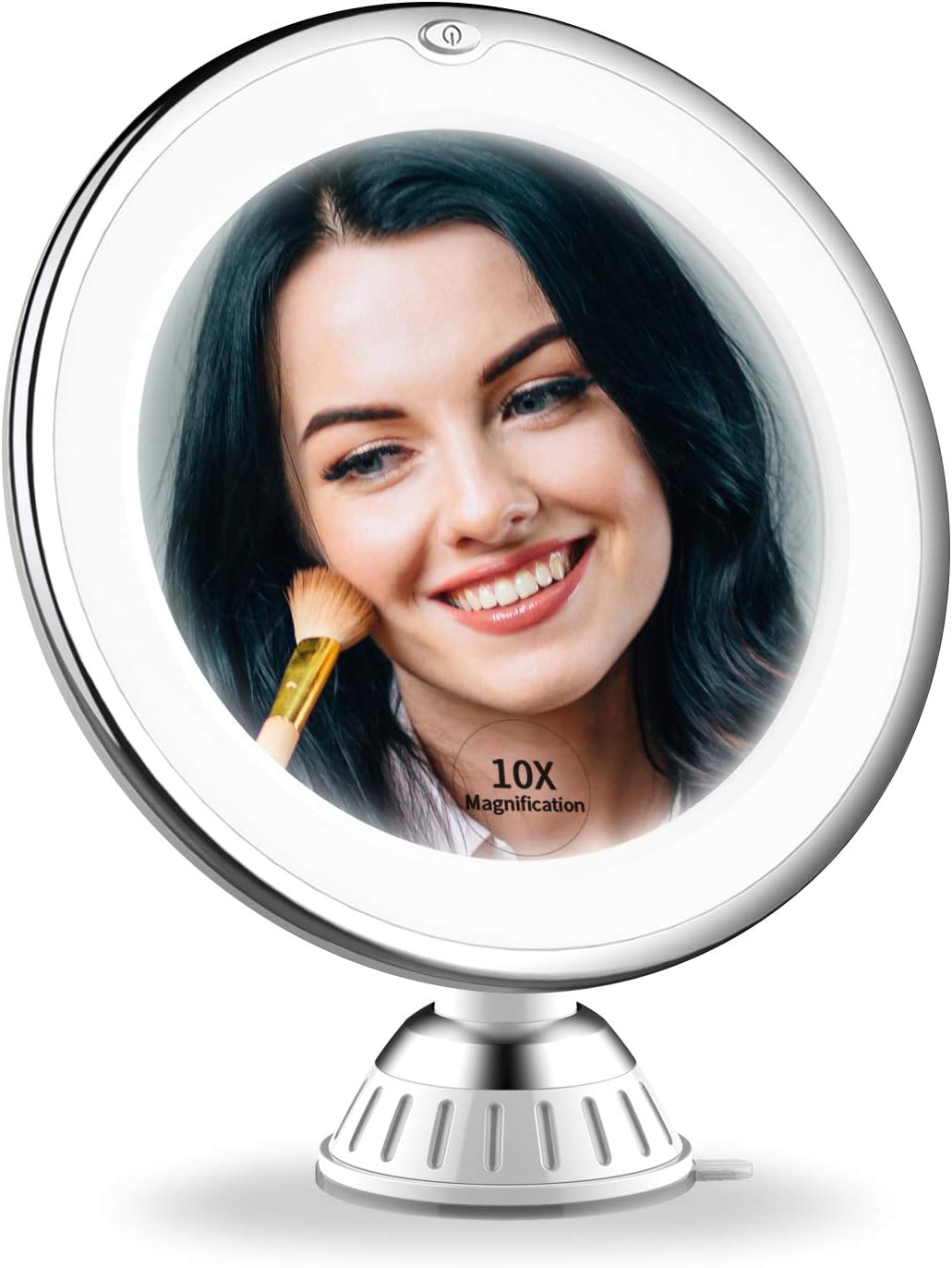 2020 Upgraded 10x Magnifying Lighted Makeup Mirror with 3 of Brightness, Portable LED Lighted Magnification Cosmetic Hand Mirror for Home Vanity Bathroom and Travel