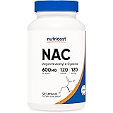Nutricost N-Acetyl L-Cysteine (NAC) 600mg, 120 Vegetarian Capsules - Non-GMO, Gluten Free, Vegetarian Caps