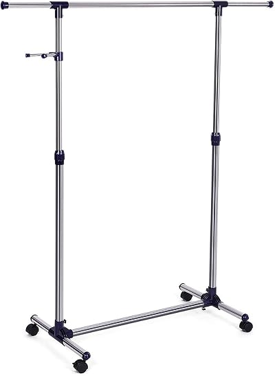 SONGMICS Clothes Rack with Castors Adjustable Height 97-165 cm LLR01L