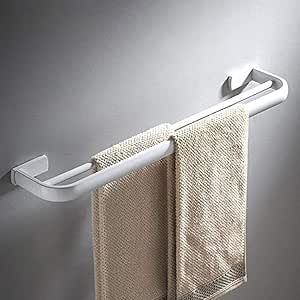 KDBWYC Barra de Toalla Doble de 60 cm, Barra de Toalla Blanca, latón