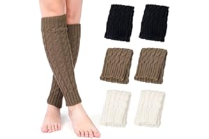 3 Pair 80-90s Leg Warmers 3 Color Knit Long Thigh High Leg Warmers Windproof Boot Winter Warm Essentials for Women Girl