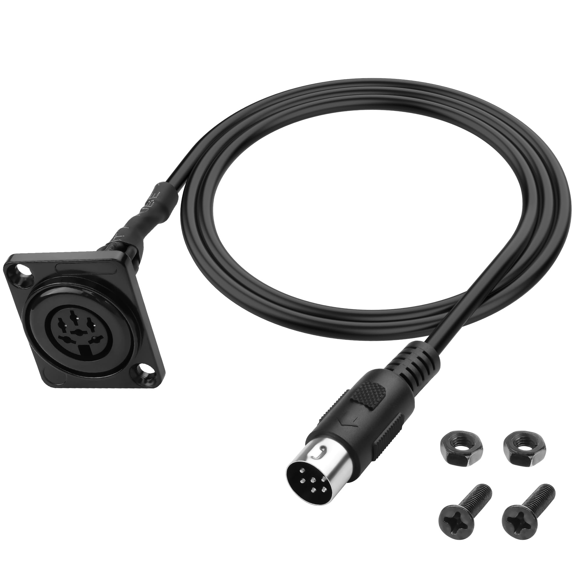 MEIRIYFA D-Type MIDI DIN 6 PIN Audio Cable Adapter, 6 Pin DIN Male to Female Extension Cord Panel Mount Audio Plug Wire for Digital Audio Devices - 83CM