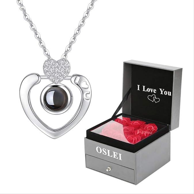 OSLEI Ketten für Damen Sterling Silber Kette mit Herz Anhänger Halskette Sterlingsilber Damenschmuck Y-Ketten Fashion Schmuck