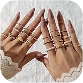 HUASAI Gold Rings for Women Chunky Pearl Statement Ring Set Stackable Trendy Jewelry Christmas Gifts 2025