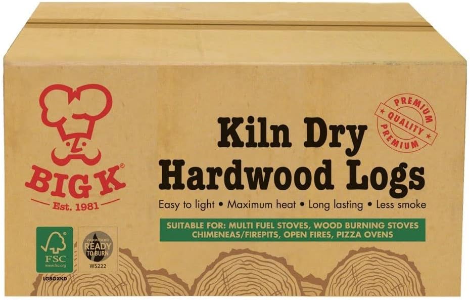 Big K Kiln Dried Hardwood Logs FSC Birch Sustainable Multi-Fuel Stove Fire Pit