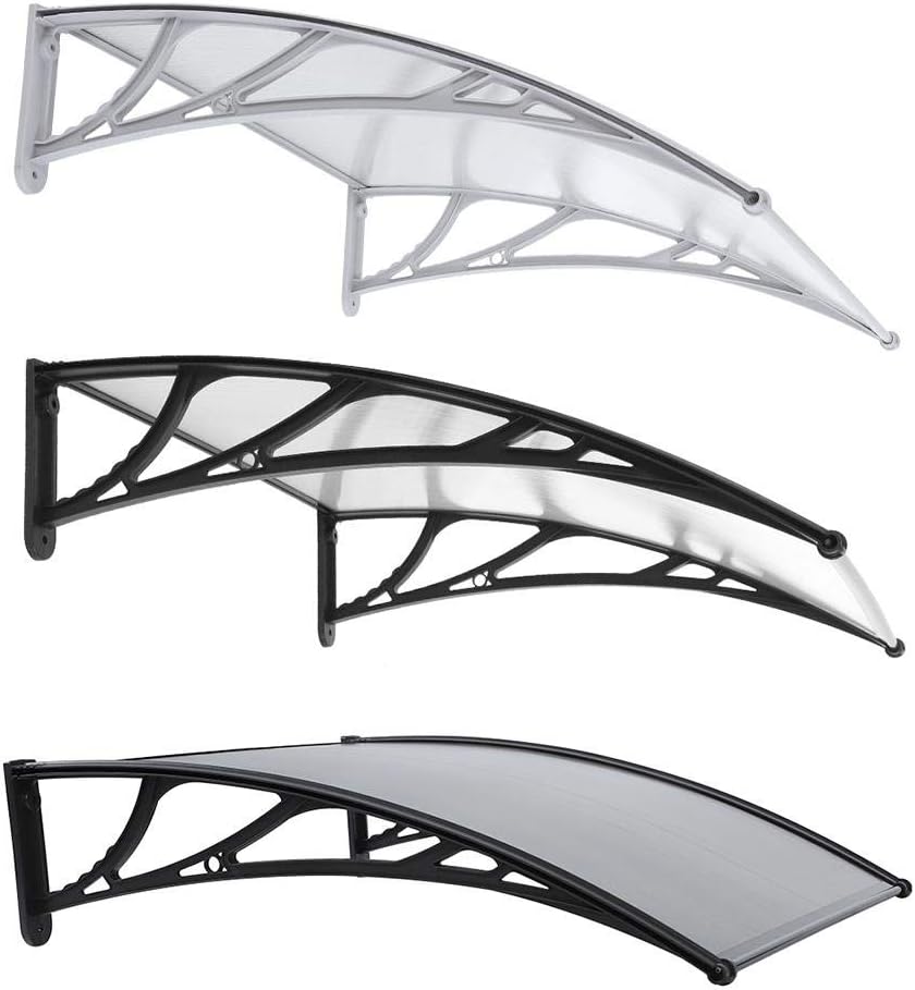 Robtle 39x 39 Window Door Awning Brown Black Overhead Door Window Outdoor Awning Door Canopy Patio Cover Modern Polycarbonate Rain Snow Protection Awnings Patio Lawn Garden