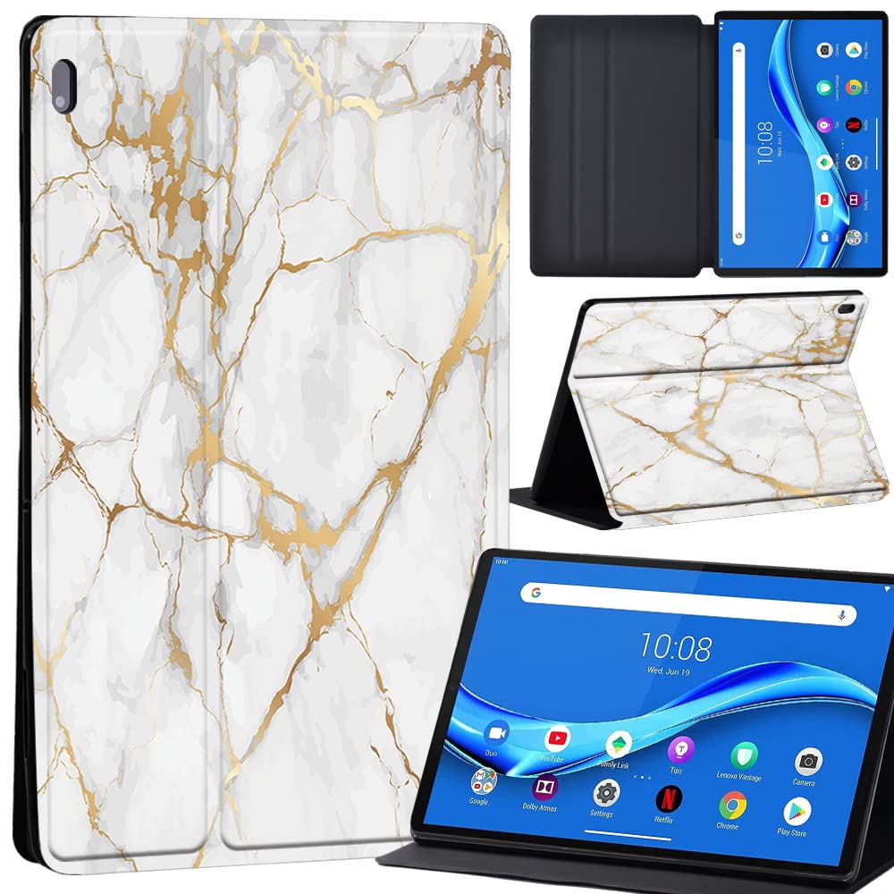 Case For Lenovo Tab M10 FHD Plus 10.3 inch (TB-X606X TB-X606F) Leather Case with Auto Wake-up, Flip Case for Lenovo Tab M10 FHD Plus Cover (gold vein marble)