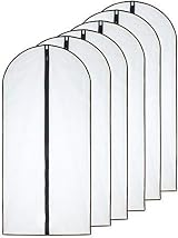 HomeClean Garment Covers 6 Pack 24x40in Translucent Zipper Dustproof Breathable