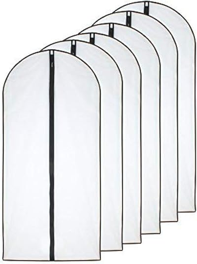 HomeClean Garment Covers 6 Pack 24x40in Translucent Zipper Dustproof Breathable