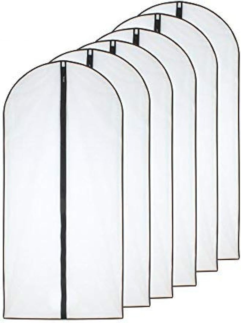 HomeClean Garment Covers 6 Pack 24x40in Translucent Zipper Dustproof Breathable