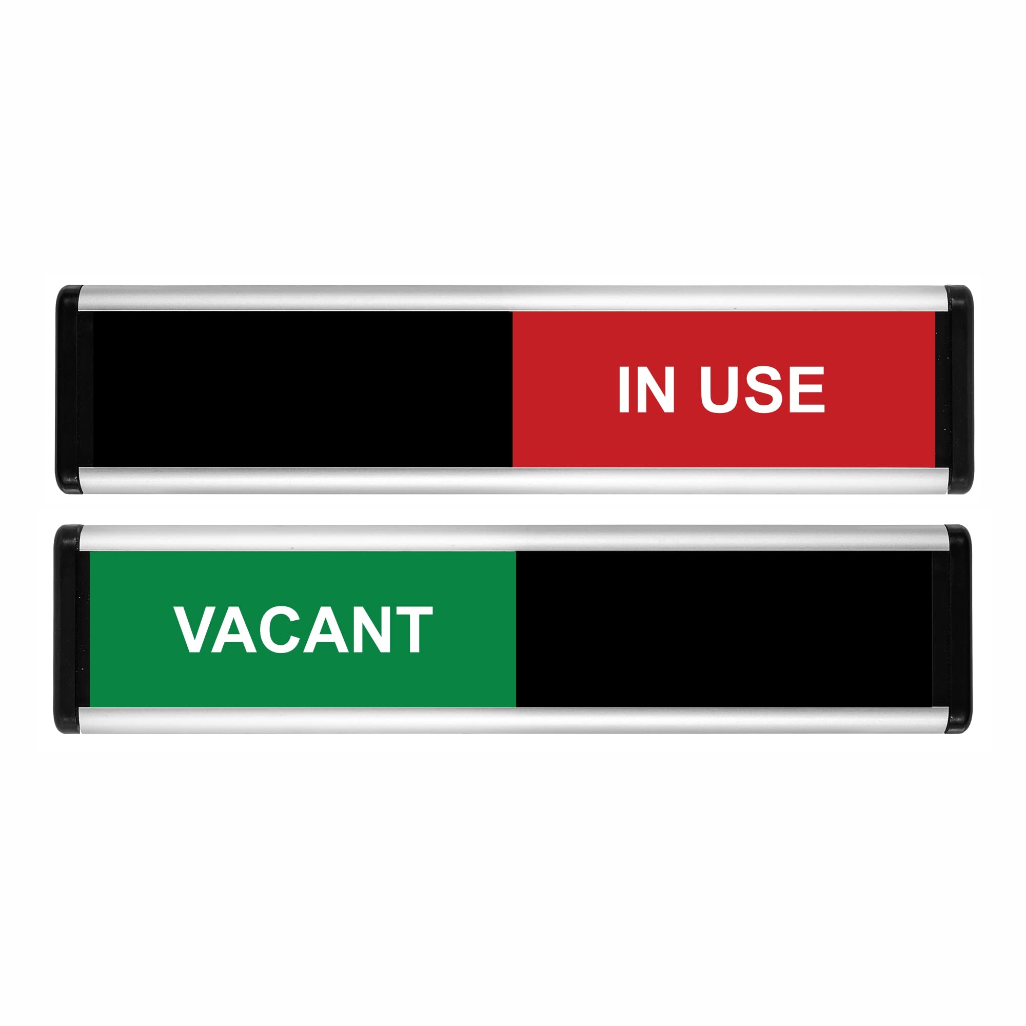 ViroDisplay® Vacant/In Use Sliding Door Sign – Green/Red Edition – 264 x 60mm – Anodised Silver Profile with Black End Caps – Self-Adhesive Fixing